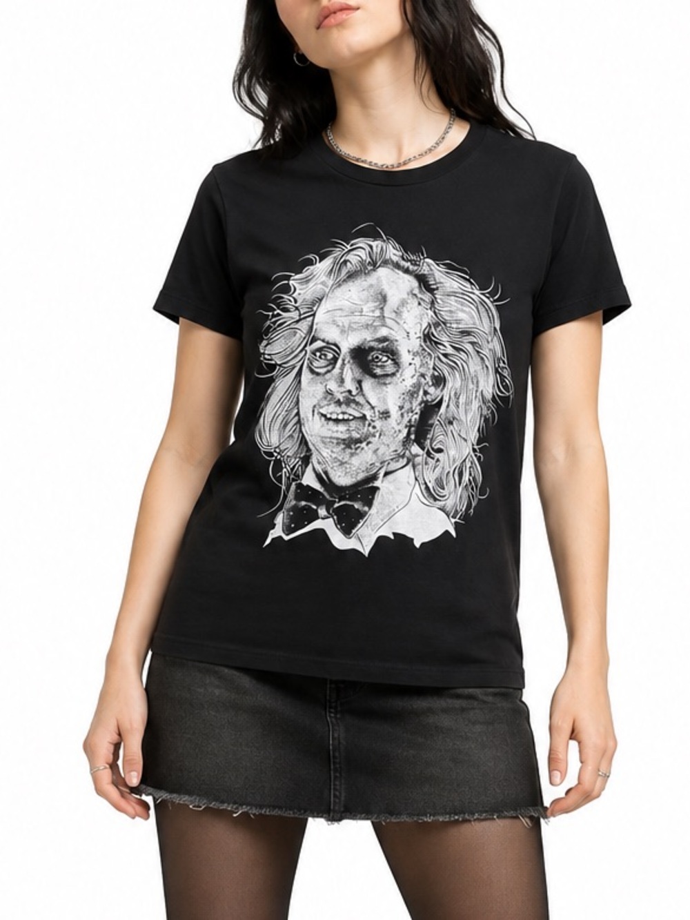 Beetlejuice Black Graphic T-Shirt Double Sided Goth Horror Grunge Size S